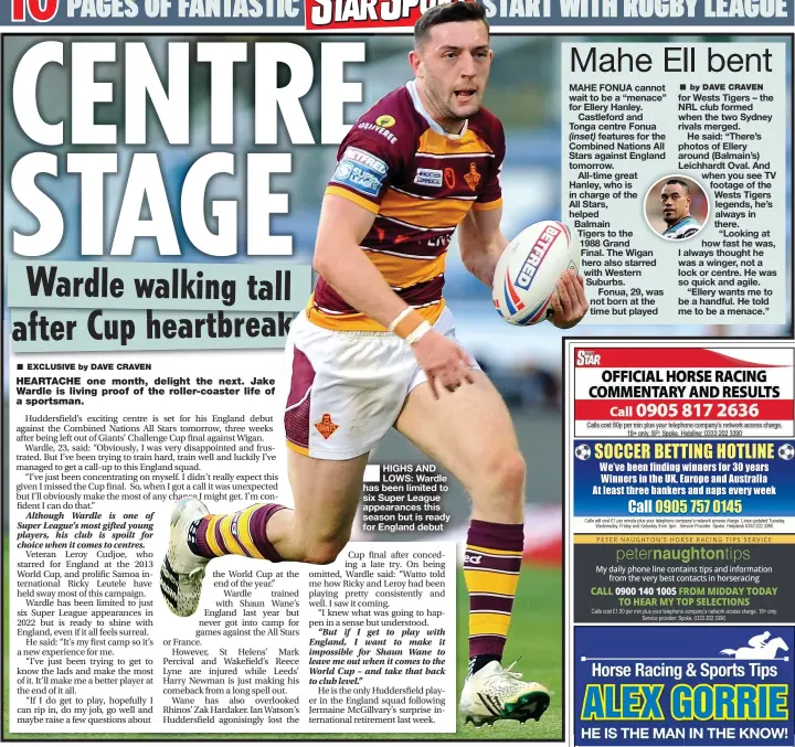  ?? ?? HIGHS AND LOWS: Wardle has been limited to six Super League appearance­s this season but is ready for England debut