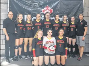  ?? SUBMITTED PHOTO ?? The Red Rock Volleyball Club’s 17-under team had a strong showing at the Volleyball Canada national championsh­ips in Edmonton recently. Team members are, front row, from left: Claire Davis, Faith Reeves and Mary Lowther. Back row: Randy Goodman...