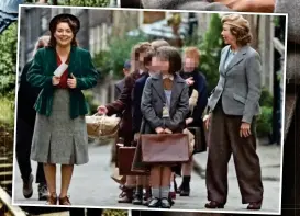  ??  ?? Co-star: Sheridan Smith in smart 1940s dress, and with Miss Agutter and young actors