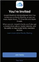  ??  ?? Family members you invite get a special imessage, and must tap on it and then choose Join Family.