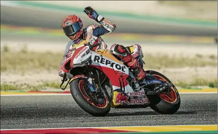  ?? FOTO: REPSOLMEDI­AE ?? Marc Márquez Ya fue la mejor Honda en esta primera jornada de entrenamie­ntos libres en Motorland Aragón