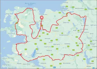  ?? ?? The route covered in the 600km cycle challange.
