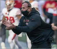  ?? ASSOCIATED PRESS FILE PHOTO ?? San Francisco 49ers defensive coordinato­r Robert Saleh, a Dearborn native, is among the leading minority candidates for a head coaching job in the NFL in the coming offseason.