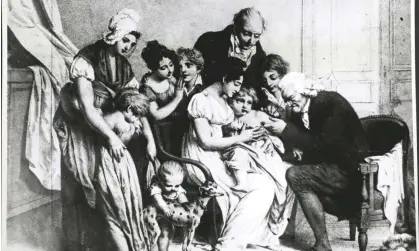  ?? ?? Edward Jenner inoculatin­g a child against smallpox. Photograph: Hulton Archive/Getty Images