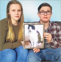  ??  ?? Kayleigh and Connor Franklin are searching for their 12-yearold cat Smudge which has gone missing