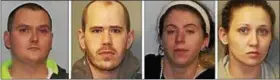  ?? NYSP PHOTOS ?? The suspects are, from left, Joseph Clark, Cody Alexander, Amanda Wooden and Kayla Travis.