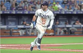  ??  ?? Center fielder Kevin Kiermaier is batting .294 for the Rays.