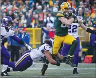  ?? JERRY HOLT/ TRIBUNE NEWS SERVICE ?? Receiver Jordy Nelson (87) breaks through the Vikings defense for a touchdown in Green Bay, Wis., on Dec. 24, 2016.