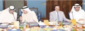  ??  ?? (From left) Ministers of Cabinet Affairs Sheikh Mohammad Al-Abdullah, Justice Dr Falah AlAzb, Health Dr Jamal Al-Harbi and Commerce Khaled Al-Roudhan.