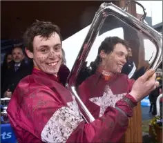  ??  ?? J.J. Slevin celebratin­g his Irish Grand National success in Fairyhouse on Easter Monday.