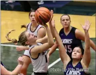  ?? Photo by Kris Everett ?? Emily Bleke drives to the basket during Friday’s contest against Leo. Bleke and her teammates will play in the Norwell sectional next week.