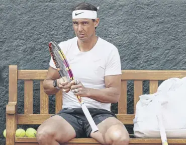  ?? ?? Spain’s Rafael Nadal preparing for today’s match with Flavio Cobolli at the Barcelona Open