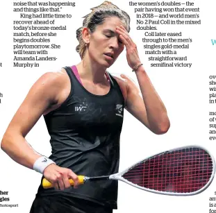  ?? Photo / Photosport ?? Joelle King was devastated by her loss in the women’s squash singles semifinals.