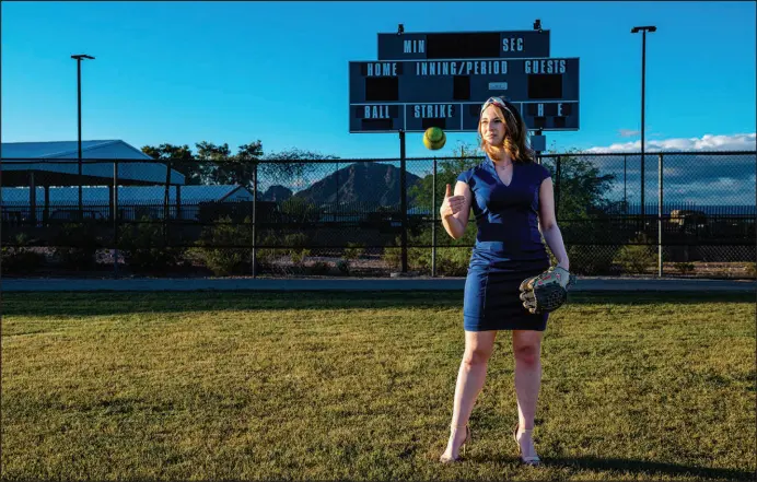  ?? ASH PONDERS / THE NEW YORK TIMES ?? Tamara Schoen played four years for the University of Arizona. She wrote a guidebook for aspiring collegiate athletes and recently joined the newest — and biggest — group of plaintiffs in a lawsuit against the NCAA that could upend college sports.