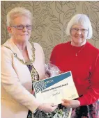  ??  ?? Pictured is Mayor of Charnwood, Coun Pauline Ranson (left) with June Bush (right) winner of the Lifetime Achievemen­t Award.