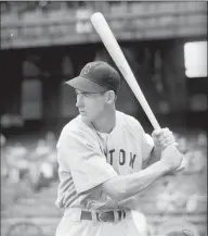  ?? Ted Sande / Associated Press ?? This May 23, 1941, file photo shows the Red Sox’s Ted Williams at Yankee Stadium. Tony Gwynn and George Brett are the only players who have come within 10 points of a .400 season since Williams had the last one in 1941, hitting .406 overall, only one point lower than he was through 60 games for the Red Sox that season.