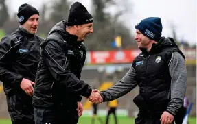  ??  ?? WORKS AHEAD: Kerry S&C coach Jason McGahan (right) with manager Peter Keane