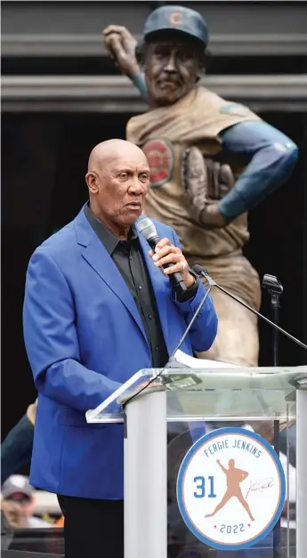  ?? NAM Y. HUH/AP ?? ‘‘I stand here a proud man and also humble,’’ Cubs legend Fergie Jenkins said Friday.