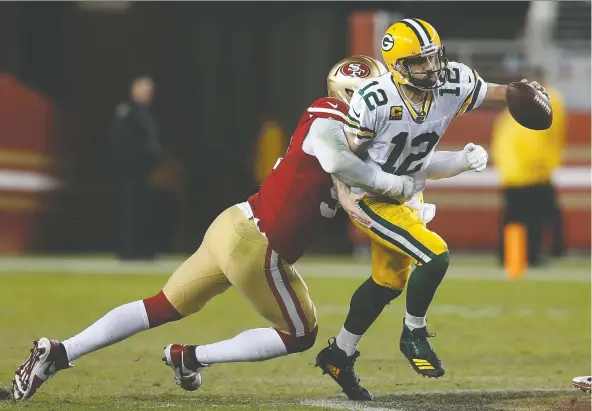  ?? LACHLAN CUNNINGHAM/GETTY IMAGES FILES ?? The Packers are looking for a better result on Sunday than their last visit to Santa Clara, when the 49ers sacked Aaron Rodgers five times.