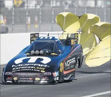  ?? Marc Gewertz Associated Press ?? MATT HAGAN competes in the final round of the Lucas Oil NHRA Winternati­onals on Sunday in Pomona.