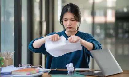  ?? Images/iStockphot­o (Posed by a model) ?? ‘I found the act of crumpling or ripping very physically satisfying.’ Photograph: Songsak Chalardpon­gpun/Getty