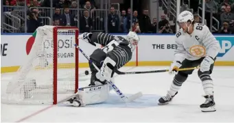  ?? GETTY IMAGES ?? ‘YOUNG TEAM’: Bruins forward David Pastrnak lights the lamp against Vancouver Canucks goaltender Jacob Markstrom during the NHL All-Star Game on Jan. 25.