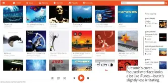  ??  ?? Subsonic’s coverfocus­ed interface looks a lot like iTunes—but it’s slightly less irritating.