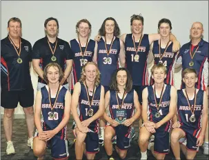  ?? ?? Horsham Hornets under-18 division-four Junior Country Championsh­ip players and coaches, back, from left, Scott Benbow, Matt Lovel, Tarkyn Benbow, Arkie Ellis, Hugh Dougherty, Mitchell Amos and Brett Ellis, and front, from left, Brodie Tepper, Freddy Frew, Zak Smith, William Satter and Rory Cameron.