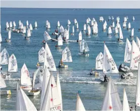  ??  ?? The beautiful sight of the multinatio­nal fleet of youngsters off to sea to challenge for the now famed MAPFRE/Middlesea EUROMED Regatta set for 18-21 December