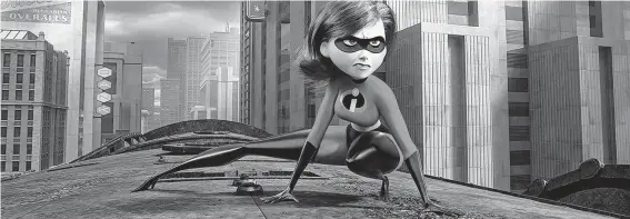  ?? Disney-Pixar ?? To help rehabilita­te the image of superheroe­s, Elastigirl (voiced by Holly Hunter) wears a bodycam in “The Incredible­s 2.”