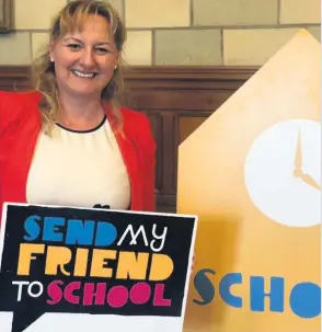  ??  ?? Encouragin­g others Dr Lisa Cameron will be issuing packs to Stonehouse schools, urging children to ‘Send My Friend to School’