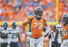  ?? Joe Amon, The Denver Post ?? Broncos offensive tackle Garett Bolles doesn’t want to talk about his struggles as a rookie in 2017. He’s focused on this season, and so far, he and the offensive line have looked sharp.