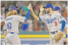  ??  ?? Justin Turner, Chris Taylor and the rest of the Los Angeles Dodgers are 53 games above .500, but Joe Maddon says he’d look forward to facing them in the playoffs.
| GETTY IMAGES