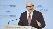  ?? AP PHOTO ?? STRONG TALK: U.S. national security adviser H.R. McMaster speaks yesterday at a conference in Munich.