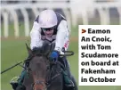  ??  ?? > Eamon An Cnoic, with Tom Scudamore on board at Fakenham in October