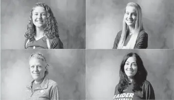  ??  ?? Clockwise from top left: Lake Worth Christian’s Kelly Franklin, St Thomas Aquinas’ Meredith Dixon, St Thomas Aquinas coach Lisa Zielinski and Lake Worth Christian coach Terri Kaiser.