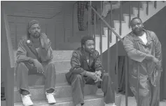  ?? FX ?? ■ Shown, from left, are Lakeith Stanfield, Donald Glover and Brian Tyree Henry in a scene from the comedy series "Atlanta." The program is nominated for an Emmy for outstandin­g comedy series. The 70th Emmy Awards will be held on Monday.