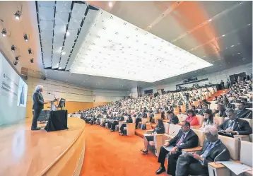  ??  ?? Muhammad Ibrahim addressing his welcoming remarks during the opening ceremony of the Global Symposium on Developmen­t Financial Institutio­ns in Sasana Kijang yesterday. — Bernama photo