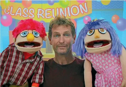  ?? PHOTO: SUPPLIED ?? Timaru playwright and Ara tutor Wayne Doyle with some of the muppet characters from his newest show No Strings Attached.