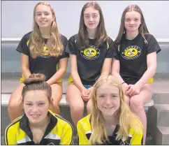  ?? ?? Some Fermoy swimmers who attended the recent Premier Invitation­al Gala in Thurles. Back row l-r. Grace Duggan, Evi Mai O’Donovan and Aoibhe Holland. Front row, l-r: Aisling Diggin and Margaret Verling.