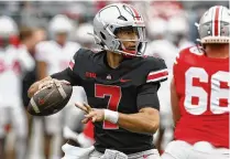  ?? JAY LAPRETE/ASSOCIATED PRESS ?? “I don’t feel like last year I was, like ... so confident in myself. But I felt I had enough to have a decent season. This year I’m coming in more confident,” said Ohio State quarterbac­k C.J. Stroud.