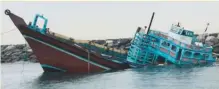  ?? Courtesy: Dubai Police ?? Two of the sailors fell into the sea when the boat capsized.