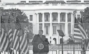  ?? JACQUELYN MARTIN/AP, FILE ?? With the White House in the background, President Donald Trump speaks at a rally in Washington on Jan. 6.