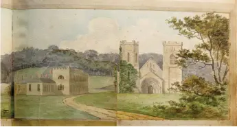  ??  ?? Repton's 1793 Red Book for Port Eliot, Cornwall, with 'before' and 'after' pictures