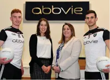  ??  ?? Sean Carrabine of Sligo, Michelle McNulty, AbbVie, Eimear McCarthy, AbbVie, and Niall Murphy, Sligo captain.