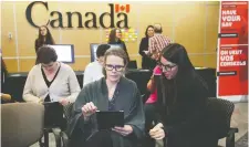  ?? JEAN LEVAC FILES ?? It was estimated in 2019 that getting Phoenix functional would cost about $2.6 billion. Above, government workers Nathalie Poirier and Jessica Gladu try out potential Phoenix replacemen­ts.