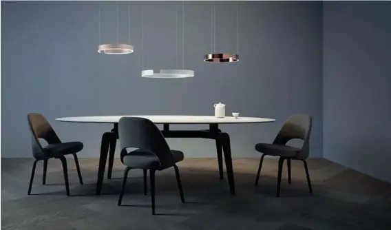  ??  ?? Mito sospeso suspended, height-adjustable luminaires