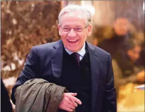  ?? DON EMMERT/AFP ?? Bob Woodward arrives for a meeting with US President Donald Trump at Trump Tower on January 3, 2017 in New York.