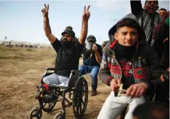  ?? (Mohammed Salem/Reuters) ?? IBRAHIM ABU THURAYA gestures at a protest in eastern Gaza City, near the border with Israel, before he was killed on Friday.