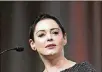  ?? AP PHOTO/PAUL SANCYA, FILE ?? Actress Rose McGowan speaks at the inaugural Women’s Convention in Detroit on Oct. 27, 2017.